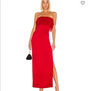 Lovers + Friends red Sylvia Gown in Flame Scarlet